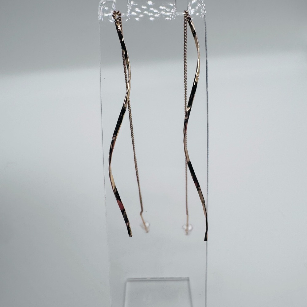 Gold Stainless Steel Silver Threader Dangle Earrings | New in Box